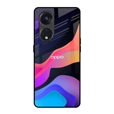 Colorful Fluid Oppo Reno8T 5G Glass Back Cover Online