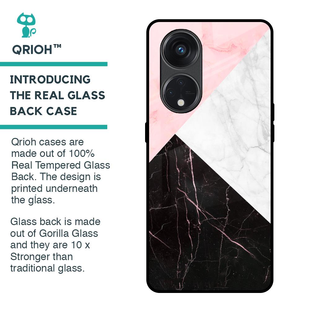 Marble Collage Art Glass Case For Oppo Reno8T 5G
