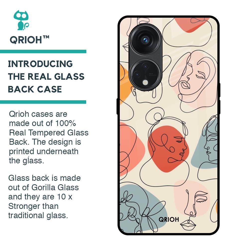 Abstract Faces Glass Case for Oppo Reno8T 5G
