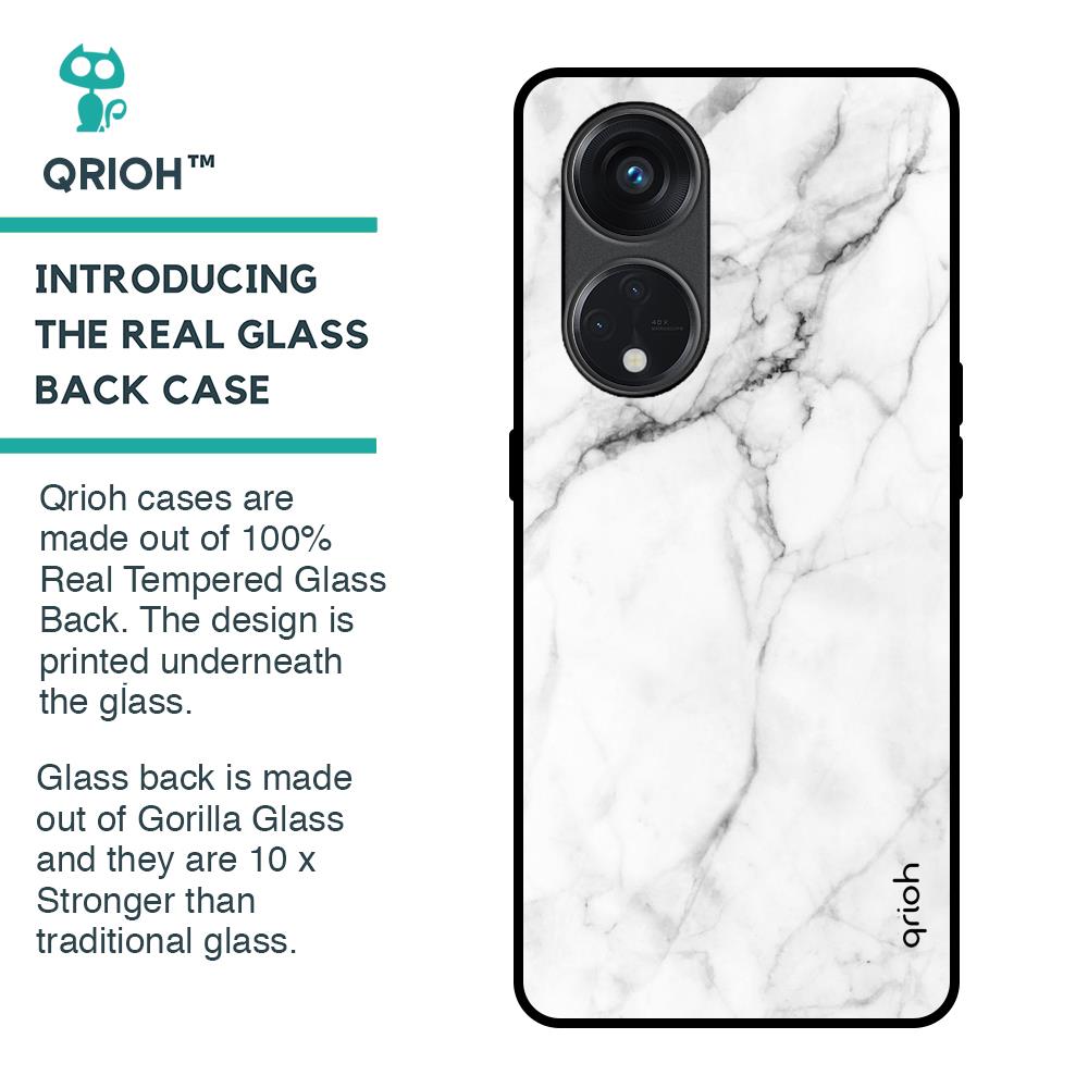 Modern White Marble Glass Case for Oppo Reno8T 5G