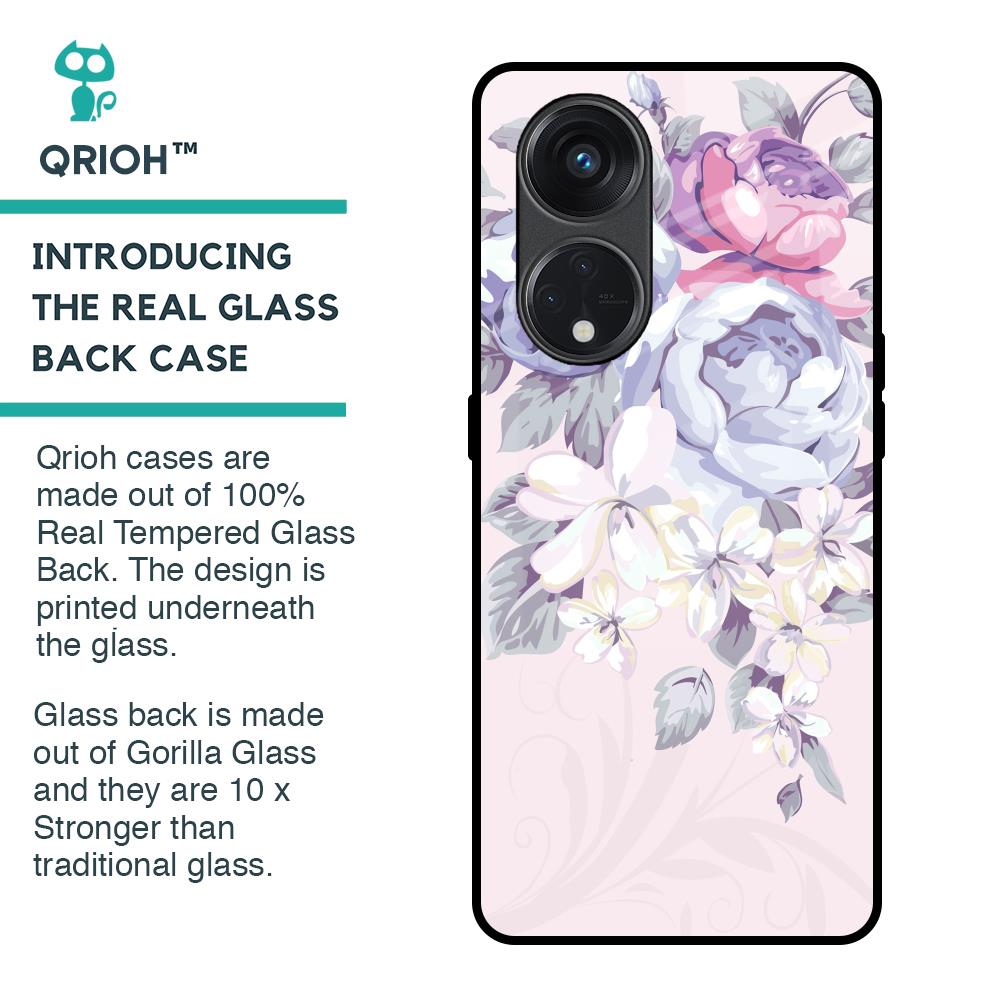Elegant Floral Glass Case for Oppo Reno8T 5G