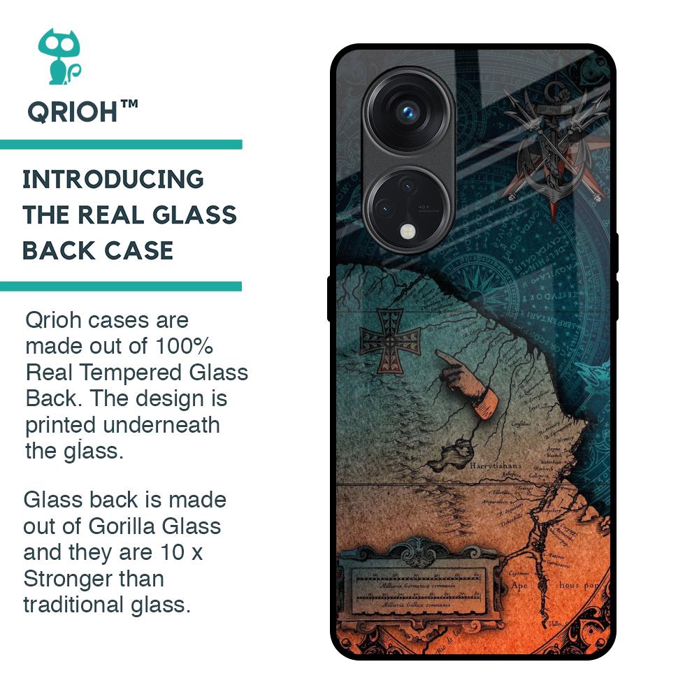 Geographical Map Glass Case for Oppo Reno8T 5G