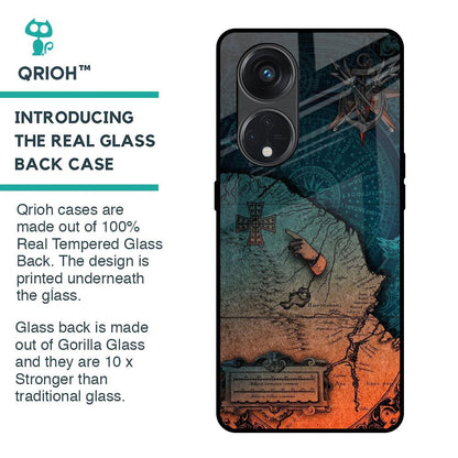 Geographical Map Glass Case for Oppo Reno8T 5G
