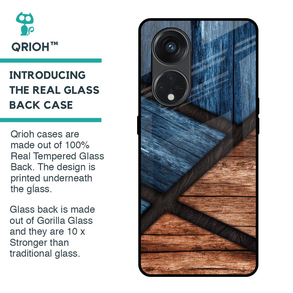 Wooden Tiles Glass Case for Oppo Reno8T 5G