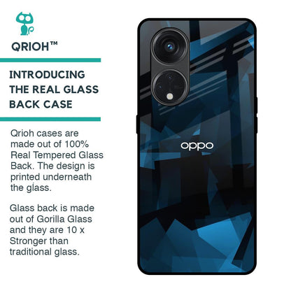 Polygonal Blue Box Glass Case For Oppo Reno8T 5G