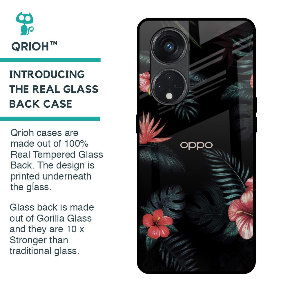 Tropical Art Flower Glass Case for Oppo Reno8T 5G