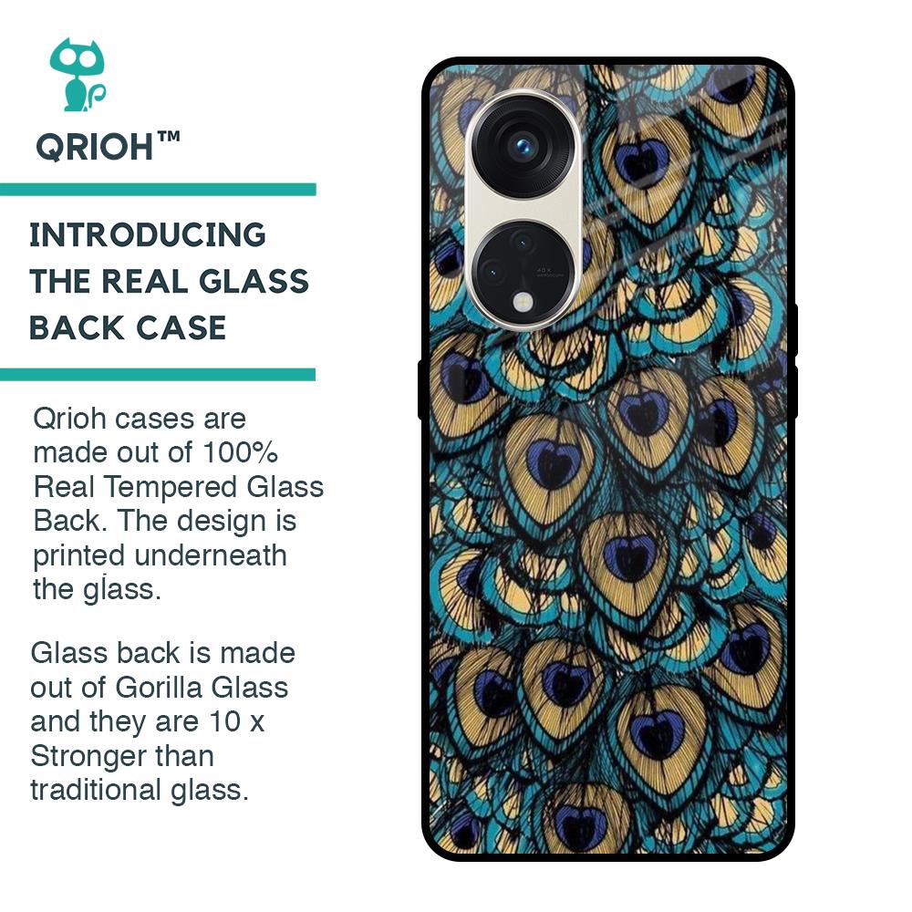 Peacock Feathers Glass case for Oppo Reno8T 5G