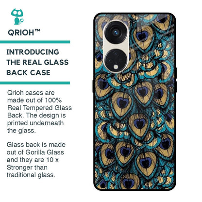 Peacock Feathers Glass case for Oppo Reno8T 5G