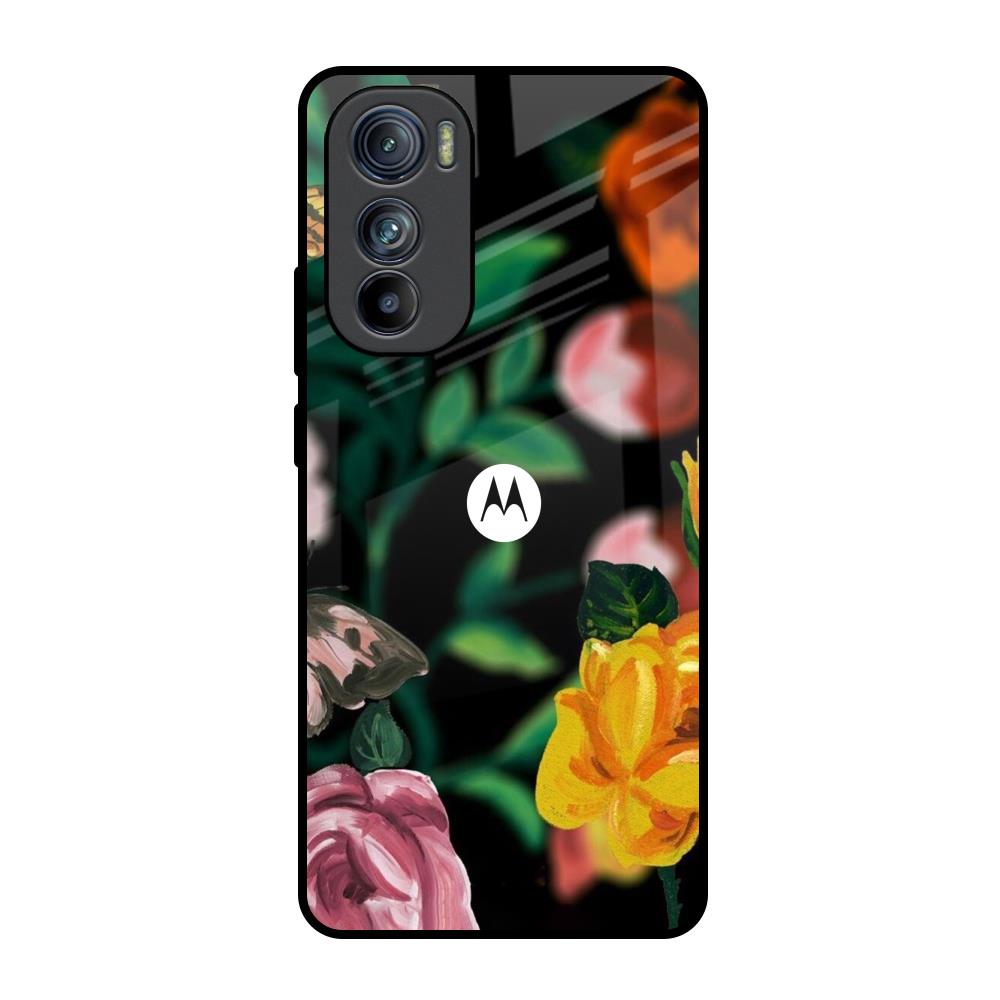 Flowers & Butterfly Motorola Edge 30  Glass Back Cover Online