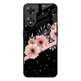 Floral Black Band Oppo A58 5G Glass Back Cover Online
