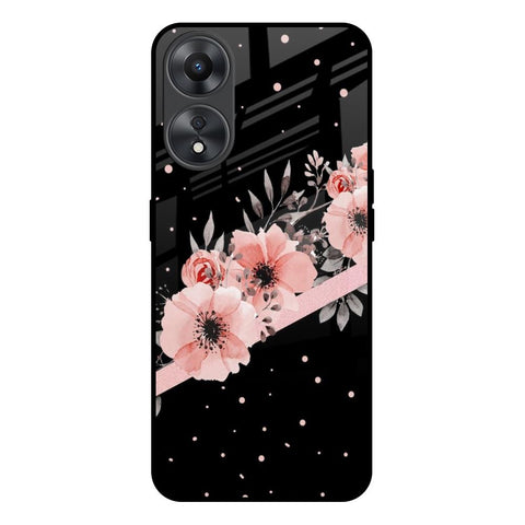 Floral Black Band Oppo A58 5G Glass Back Cover Online