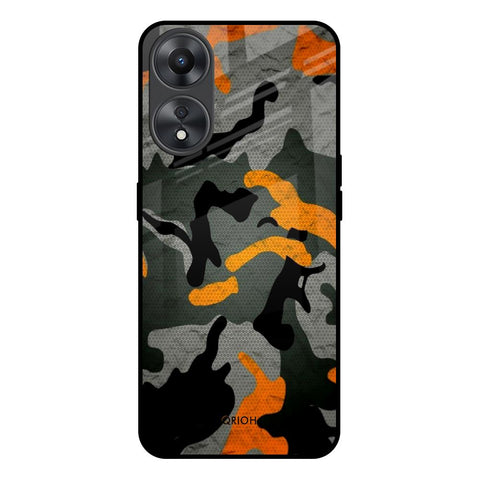 Camouflage Orange Oppo A58 5G Glass Back Cover Online