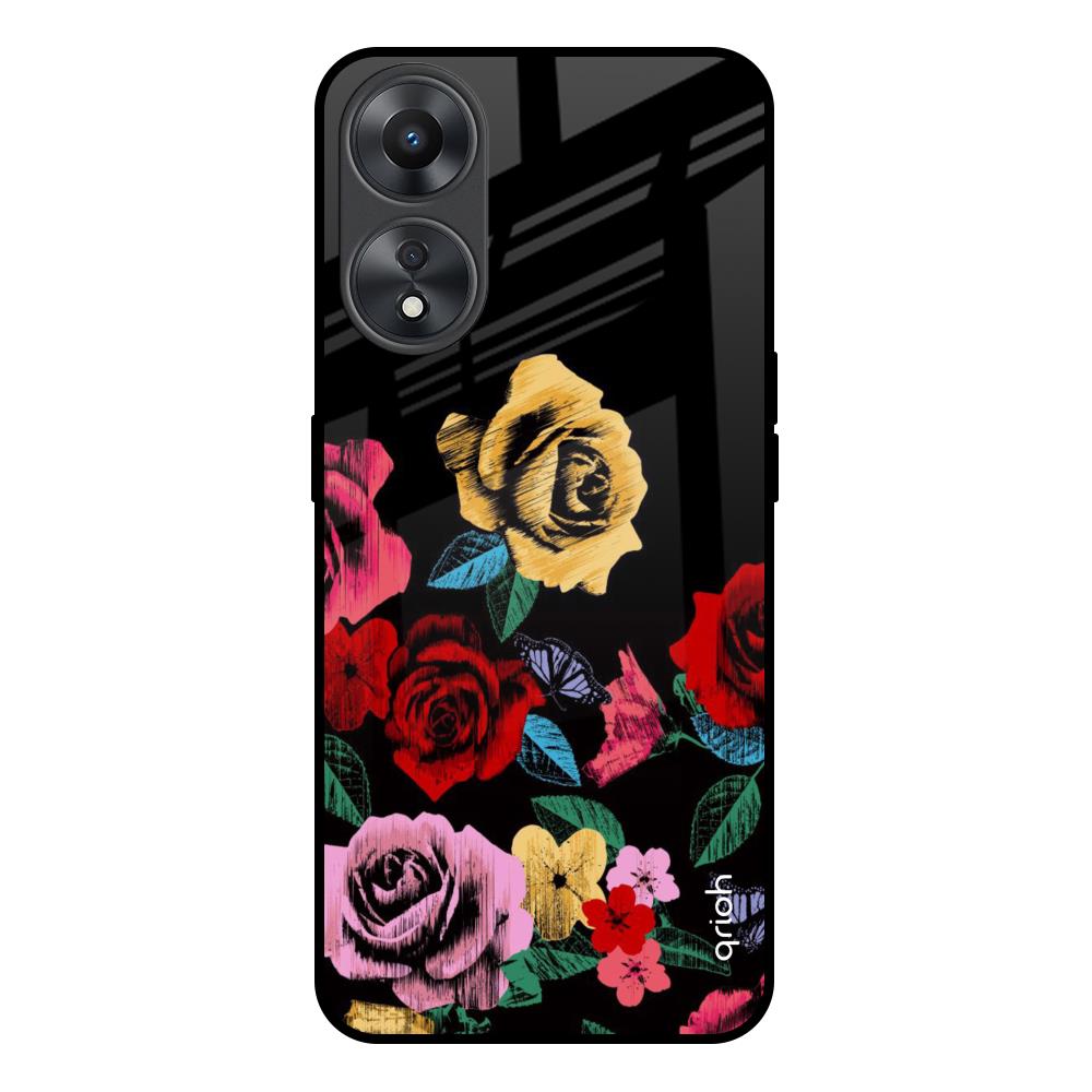Floral Decorative Oppo A58 5G Glass Back Cover Online