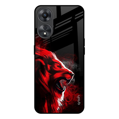 Red Angry Lion Oppo A58 5G Glass Back Cover Online