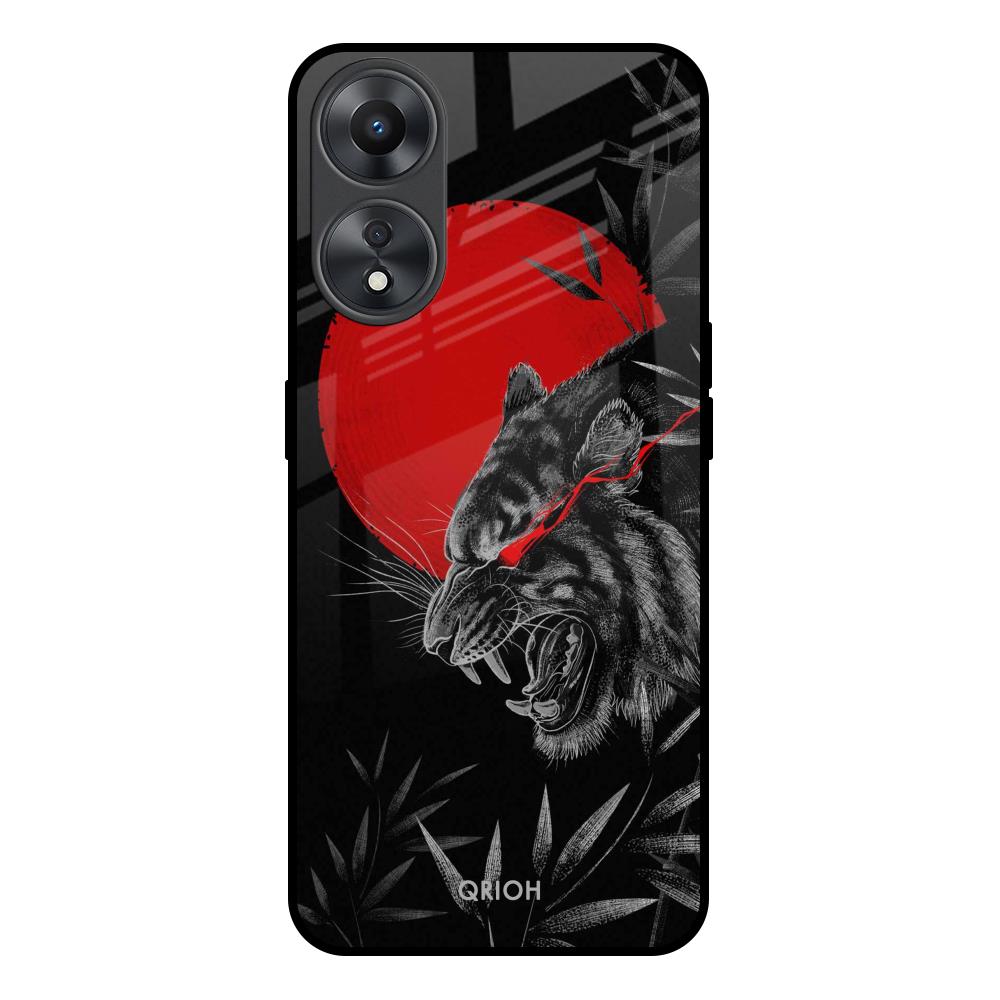 Red Moon Tiger Oppo A58 5G Glass Back Cover Online