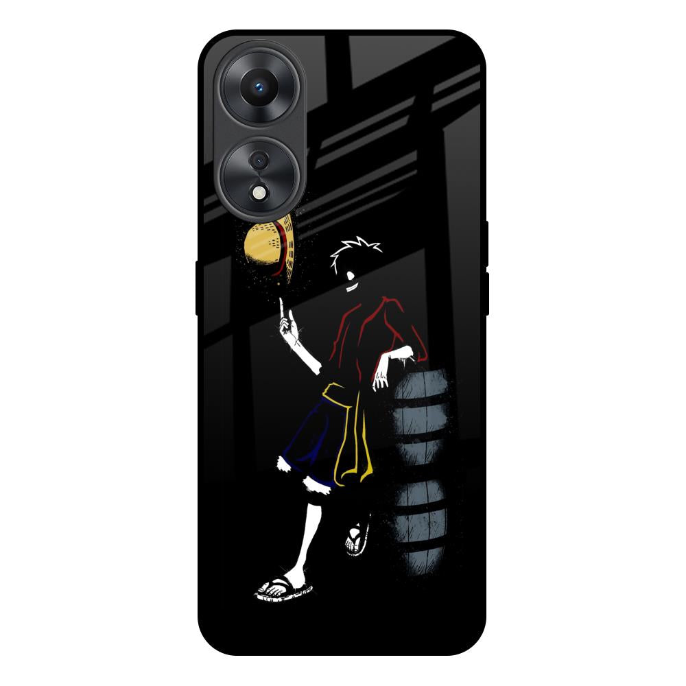 Luffy Line Art Oppo A58 5G Glass Back Cover Online
