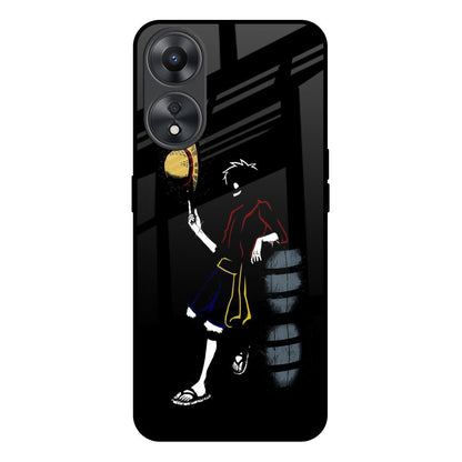 Luffy Line Art Oppo A58 5G Glass Back Cover Online
