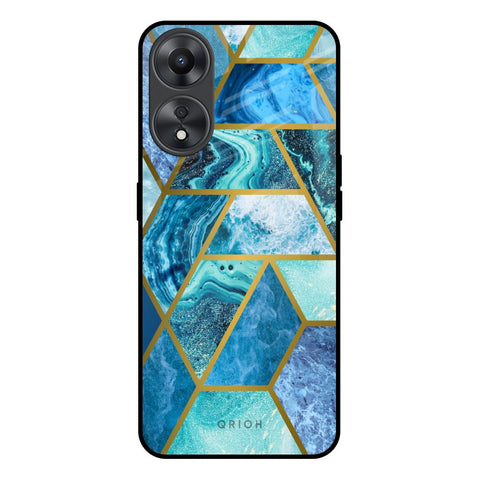 Turquoise Geometrical Marble Oppo A58 5G Glass Back Cover Online