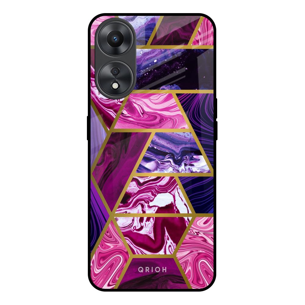 Electroplated Geometric Marble Oppo A58 5G Glass Back Cover Online