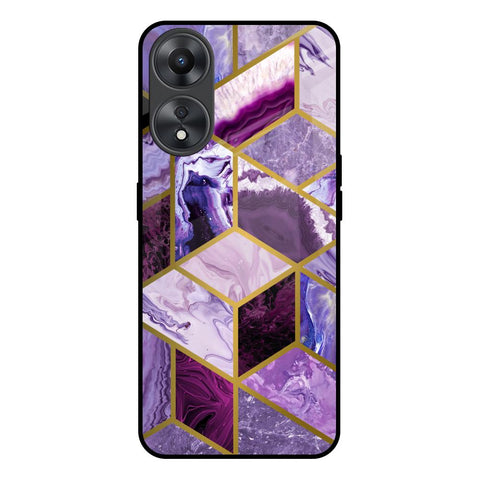 Purple Rhombus Marble Oppo A58 5G Glass Back Cover Online