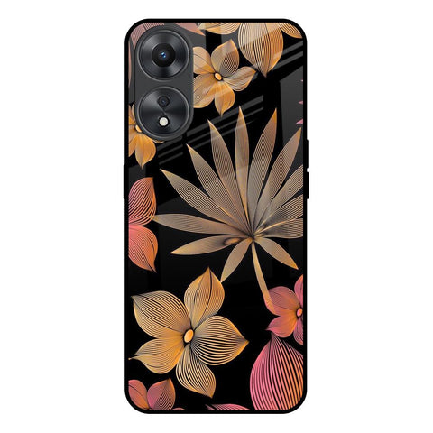 Lines Pattern Flowers Oppo A58 5G Glass Back Cover Online