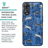 Blue Cheetah Glass Case for Oppo A58 5G