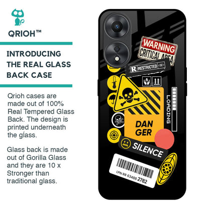 Danger Signs Glass Case for Oppo A58 5G