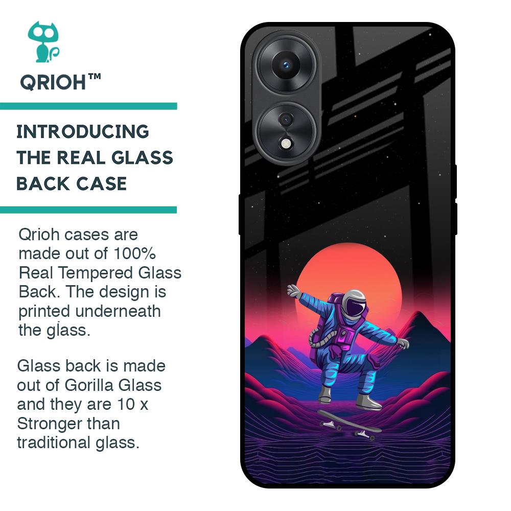 Retro Astronaut Glass Case for Oppo A58 5G