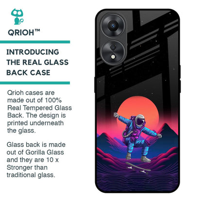 Retro Astronaut Glass Case for Oppo A58 5G