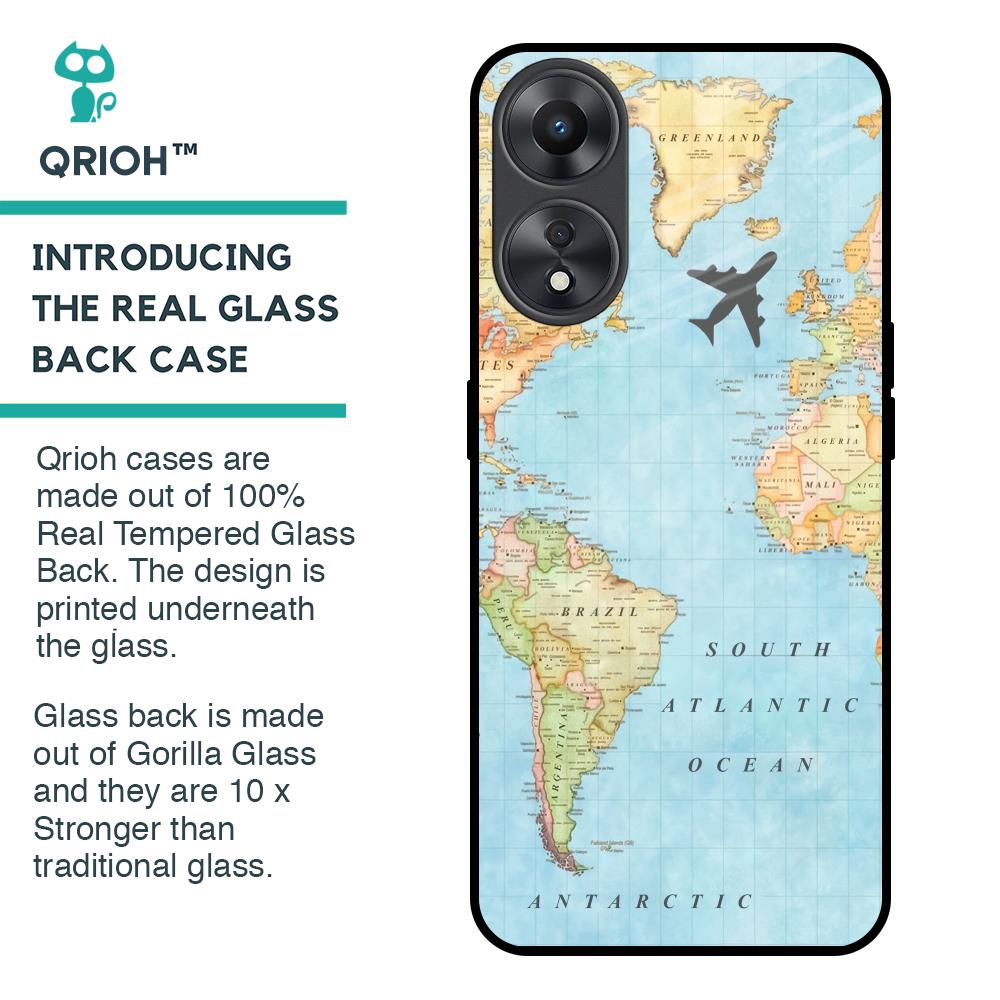 Travel Map Glass Case for Oppo A58 5G