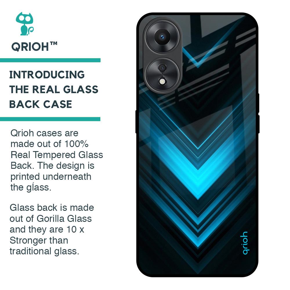 Vertical Blue Arrow Glass Case For Oppo A58 5G