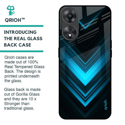 Vertical Blue Arrow Glass Case For Oppo A58 5G
