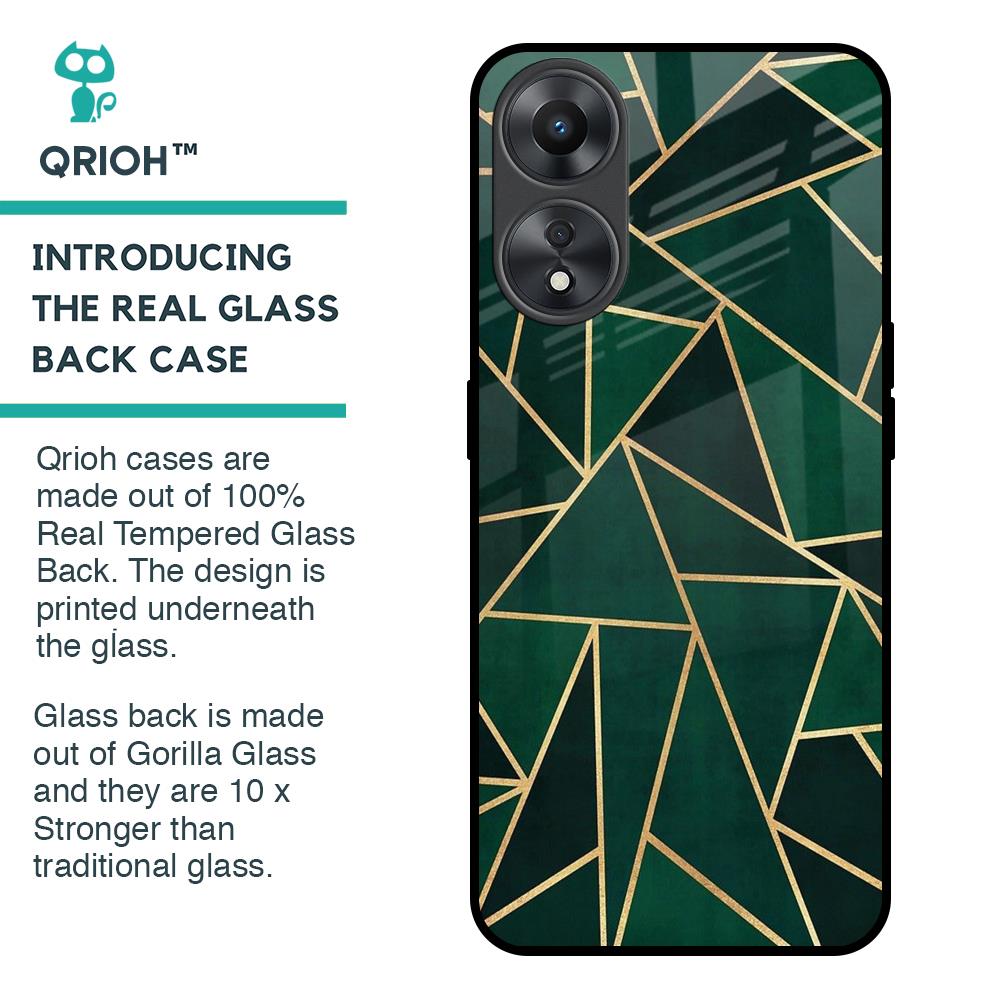 Abstract Green Glass Case For Oppo A58 5G