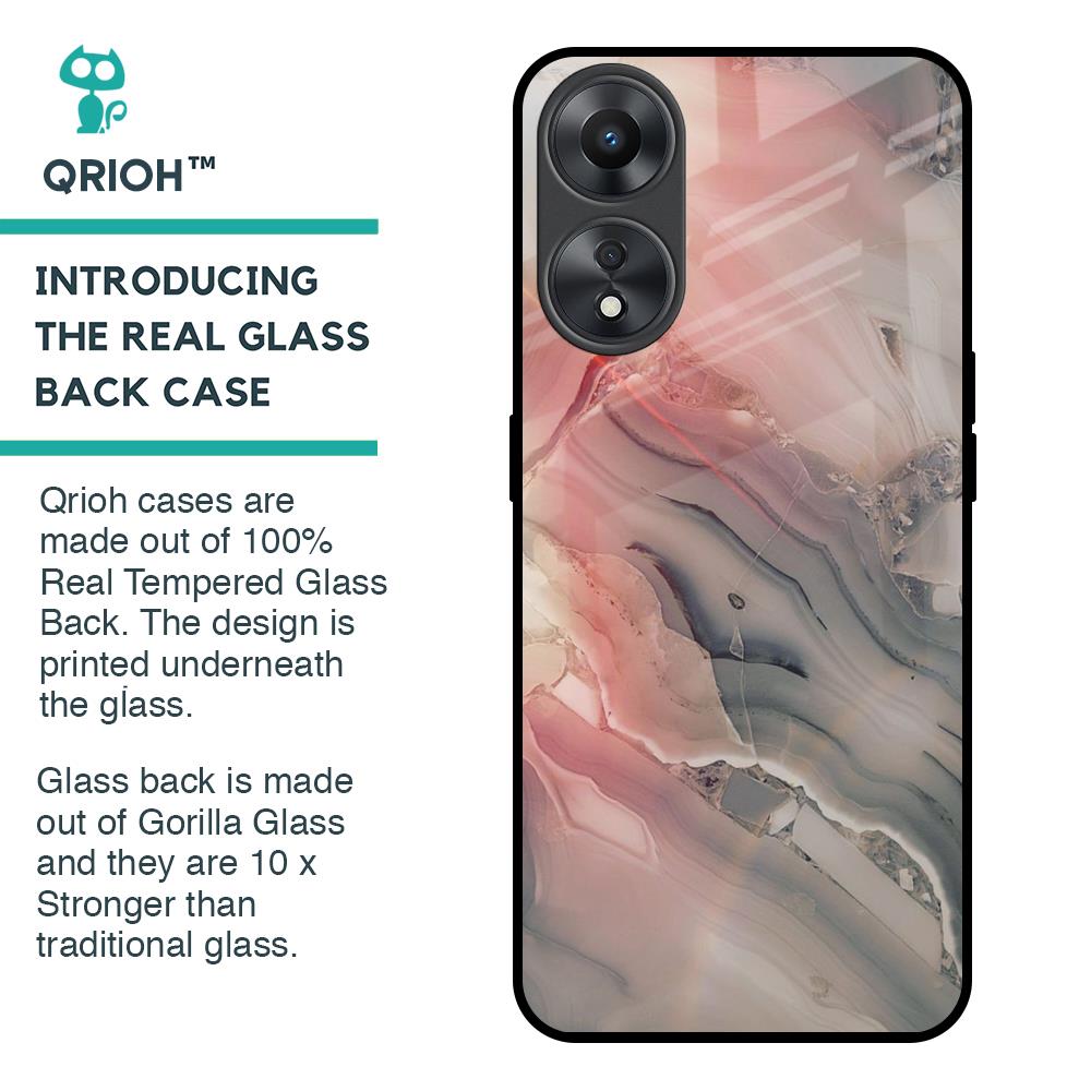 Pink And Grey Marble Glass Case For Oppo A58 5G
