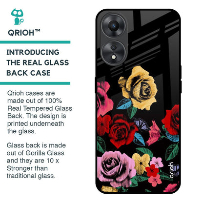 Floral Decorative Glass Case For Oppo A58 5G