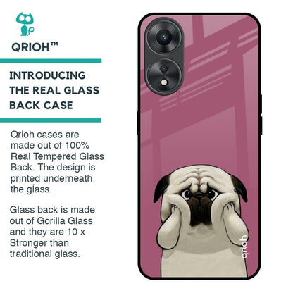 Funny Pug Face Glass Case For Oppo A58 5G
