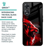 Red Angry Lion Glass Case for Oppo A58 5G