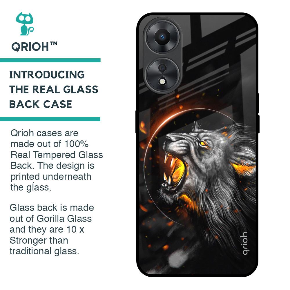 Aggressive Lion Glass Case for Oppo A58 5G