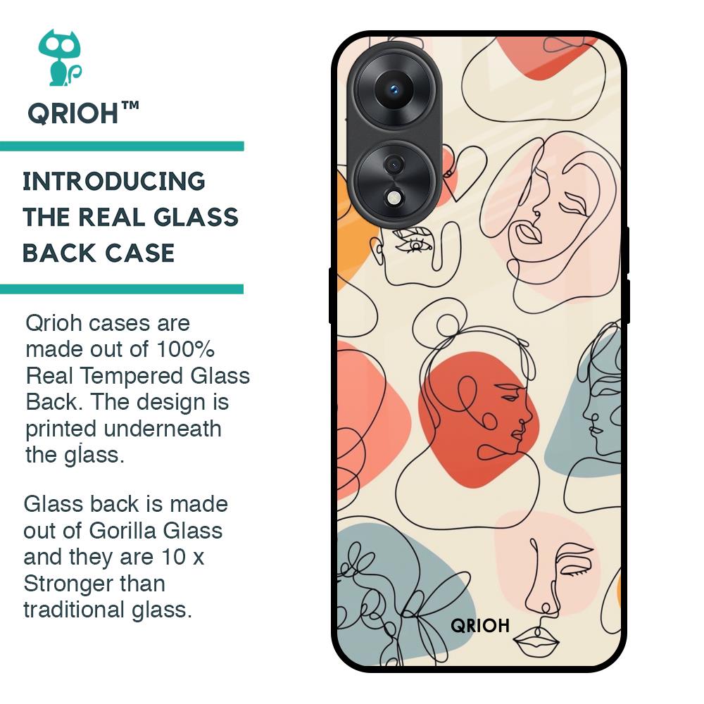 Abstract Faces Glass Case for Oppo A58 5G
