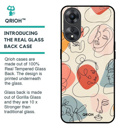 Abstract Faces Glass Case for Oppo A58 5G
