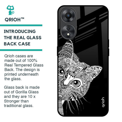 Kitten Mandala Glass Case for Oppo A58 5G
