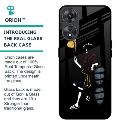 Luffy Line Art Glass Case for Oppo A58 5G
