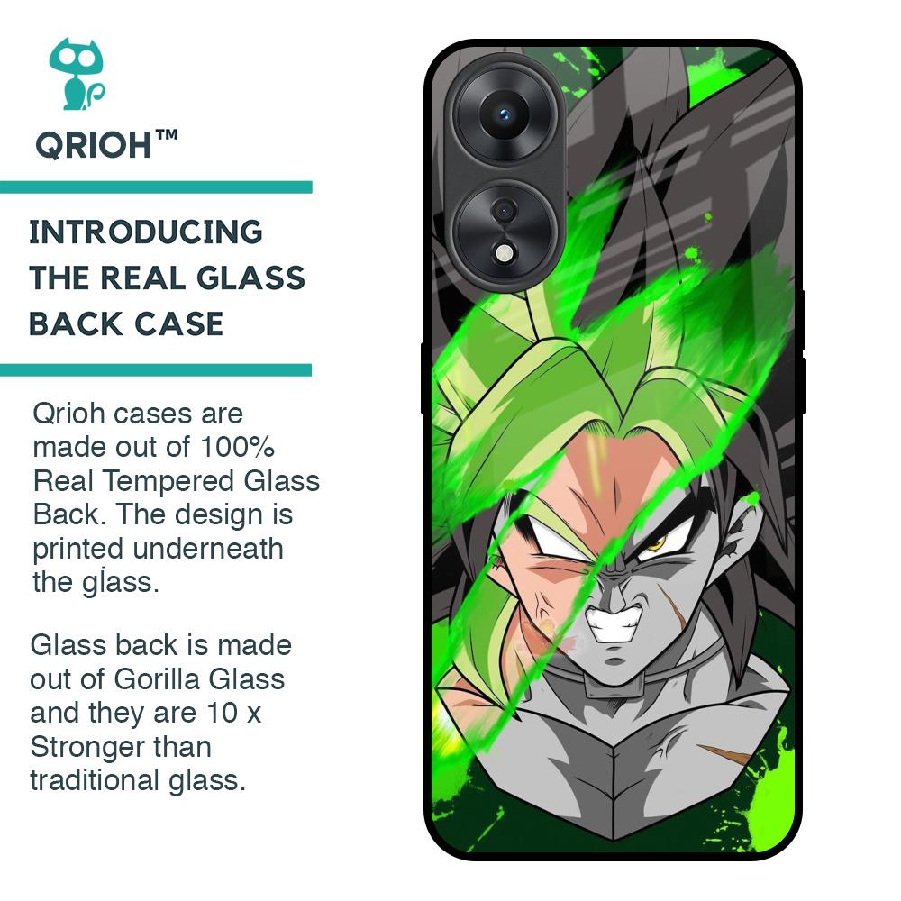 Anime Green Splash Glass Case for Oppo A58 5G