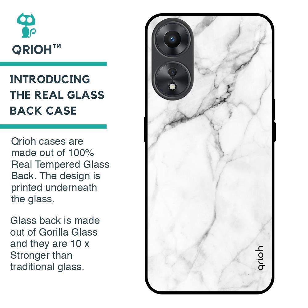 Modern White Marble Glass Case for Oppo A58 5G