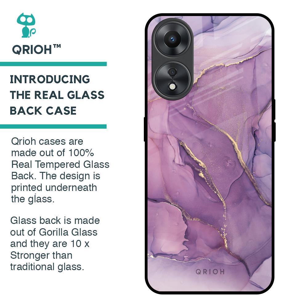Purple Gold Marble Glass Case for Oppo A58 5G