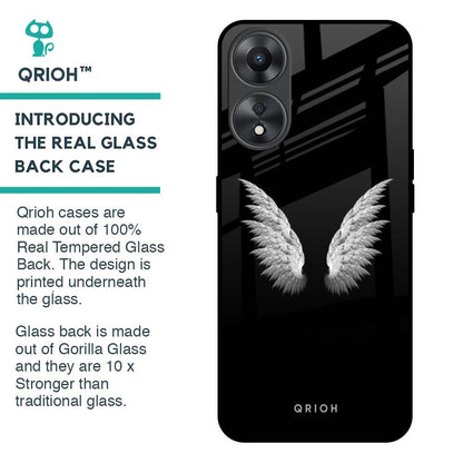 White Angel Wings Glass Case for Oppo A58 5G