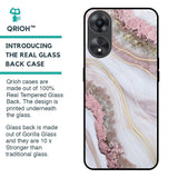 Pink & Gold Gllitter Marble Glass Case for Oppo A58 5G