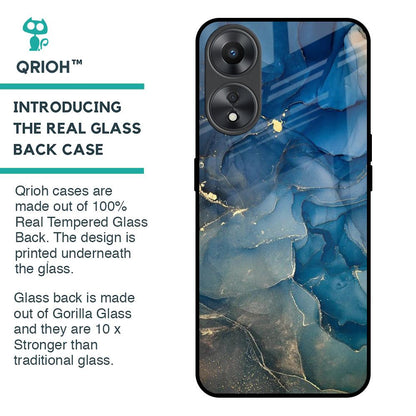 Blue Cool Marble Glass Case for Oppo A58 5G