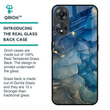 Blue Cool Marble Glass Case for Oppo A58 5G
