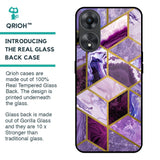 Purple Rhombus Marble Glass Case for Oppo A58 5G